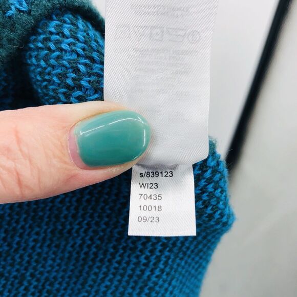 Ann Taylor Sweater Women’s Small Houndstooth Mock Neck Teal & Green Cotton Blend - Picture 9 of 11